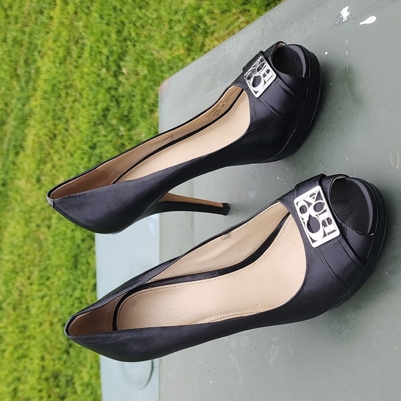 Coach Black Aliya Peep Toe Heels Pumps - Picture 3 of 9